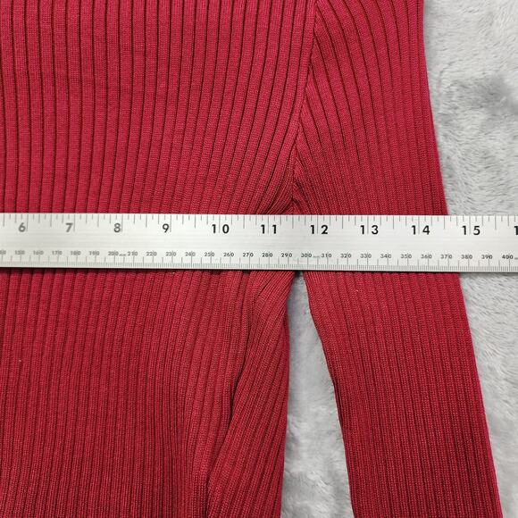 Madden Girl Top Womens XS Red Ribbed Knit Mock Neck Long Sleeve Open Back Tie - Picture 9 of 10